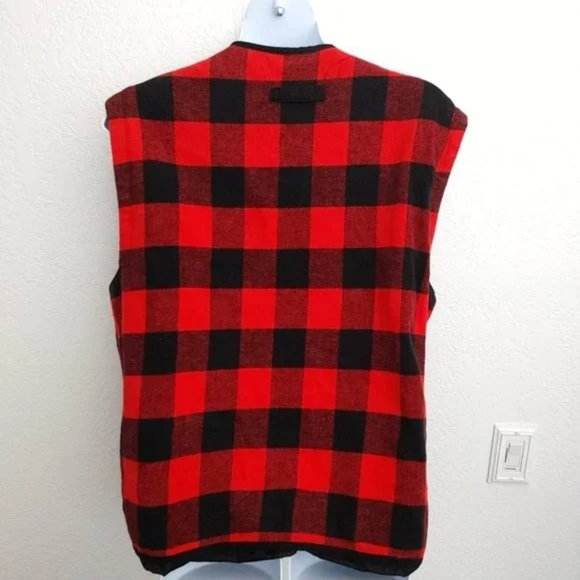 Mulberry Street Men's Buffalo Plaid Fleece Utility Cargo Vest(L) EUC - Picture 7 of 9